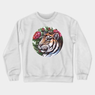 hand watercolour drawing "Tiger in flower" Crewneck Sweatshirt